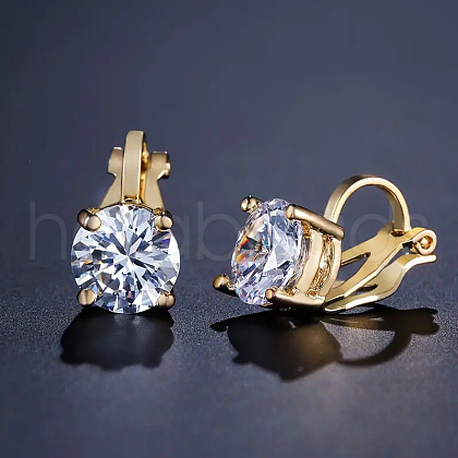 Brass Cubic Zirconia Clip-on Earrings WGE68B6-02-1