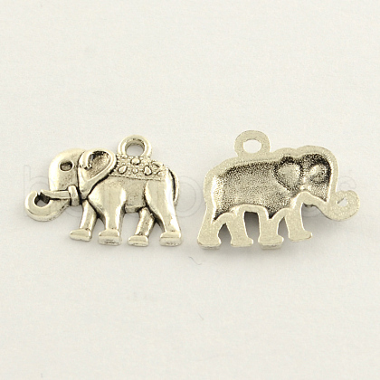 Tibetan Style Zinc Alloy Elephant Charms TIBEP-S287-02-1