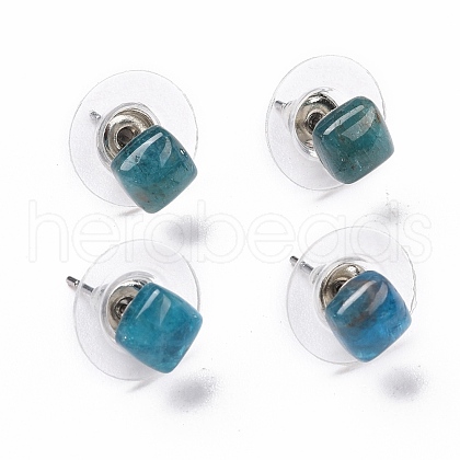 Natural Apatite Ear Studs EJEW-K091-01P-02-1