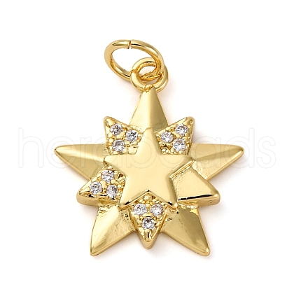 Brass Micro Pave Clear Cubic Zirconia Pendants KK-P308-76G-1
