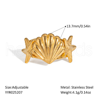 Ocean Themes Stainless Steel Adjustable Cuff Rings for Women VG5206-6-1