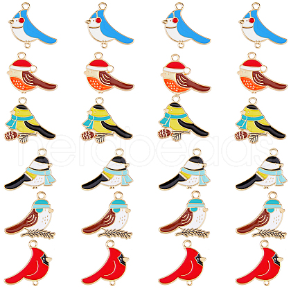 DICOSMETIC 24Pcs 6 Style Alloy Enamel Pendants ENAM-DC0001-13-1