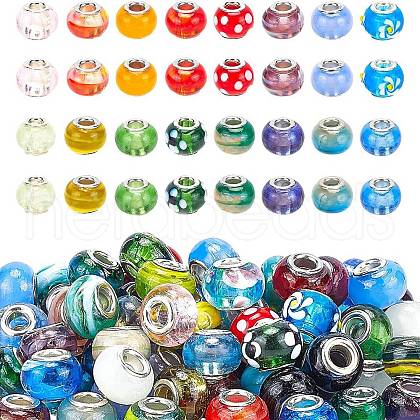 Mixed Styles Handmade Lampwork Glass European Beads LPDL-PH0001-03-WH-1