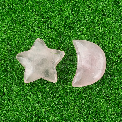 Natural Rose Quartz Healing Moon & Star Ornaments X1-PW-WG13036-01-1