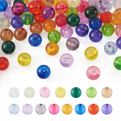 90Pcs 15 Colors Transparent Acrylic Beads MACR-TA0001-21-1