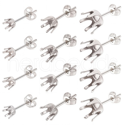 SUNNYCLUE 90Pcs 3 Size 304 Stainless Steel Post Stud Earring Settings STAS-SC0004-85-1