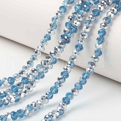 Electroplate Transparent Glass Beads Strands EGLA-A034-T8mm-M18-1