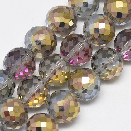 Electroplate Glass Beads Strands EGLA-Q086-12mm-01-1