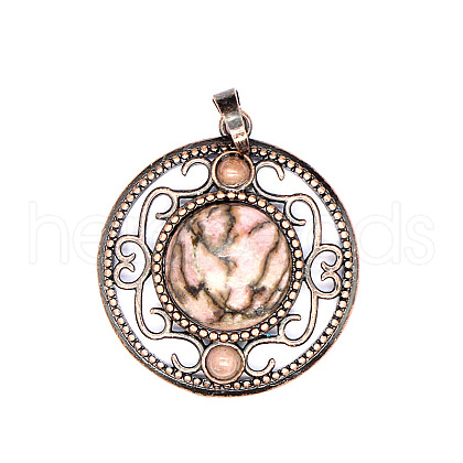 Retro Hollow Natural Blue Spot Jasper Pendants PW-WG205B0-03-1
