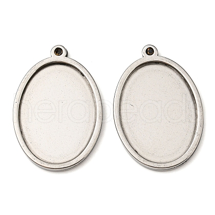 Non-Tarnish 201 Stainless Steel Pendant Cabochon Settings STAS-F296-05B-P-1