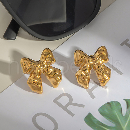 Stainless Steel Hammered Textured Stud Earrings GJ5833-2-1