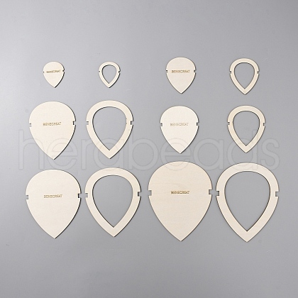 BENECREAT 12Pcs Wood Macrame Leaf/Flower Cutting Template DIY-WH0049-08-1