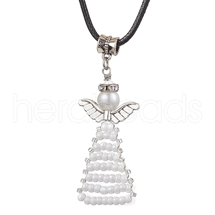 Seed Beads Loom Angel Pendant Necklaces NJEW-MZ00061-04-1