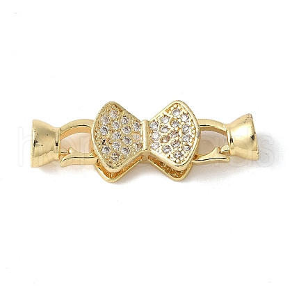 Brass Pave Clear Cubic Zirconia Fold Over Clasps KK-M320-30G-1