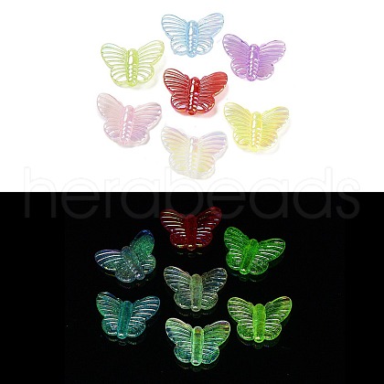 Luminous UV Plating Rainbow Iridescent Acrylic Beads OACR-O008-11-1