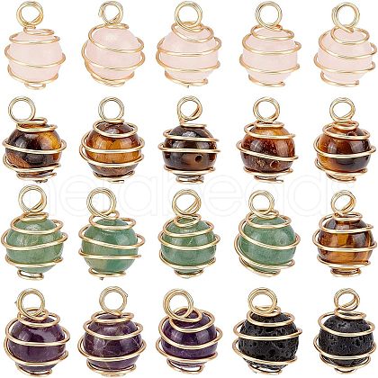 Fingerinspire 20Pcs Natural Mixed Gemstone Pendants FIND-FG0001-53-1