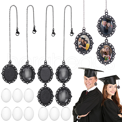   8Pcs 2 Styles Alloy Pendant Cabochon Settings FIND-PH0010-58-1