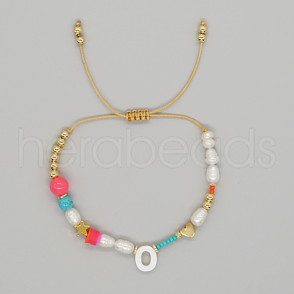 Bohemian Style Shell Letter Bead Braided Bead Bracelets for Women WG07C1E-15-1
