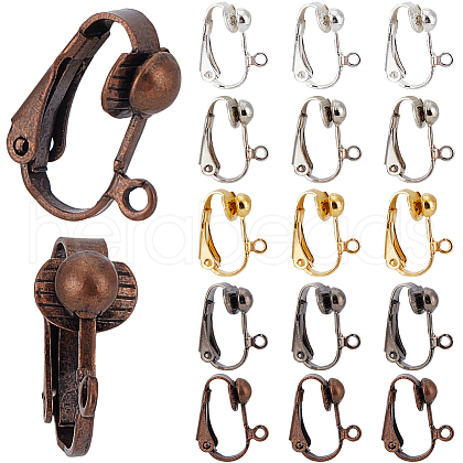 SUNNYCLUE 30Pcs 5 Colors Brass Clip-on Earring Findings KK-SC0004-77-1
