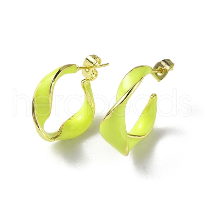 Enamel Twist Stud Earrings EJEW-P214-03G-04-1