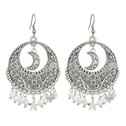 Natural Howlite Beaded Chandelier Earrings EJEW-JE05370-02-1