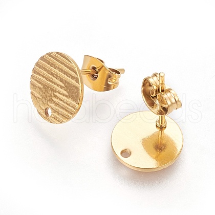 Ion Plating(IP) 304 Stainless Steel Ear Stud Findings STAS-O119-17B-G-1