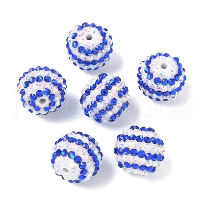 Striped Resin Rhinestone Beads OACR-A037-01B-1