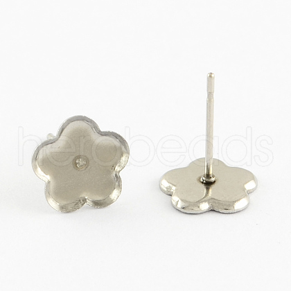 Flower Earring Enamel Settings 304 Stainless Steel Stud Earring Findings X-STAS-Q170-05-1