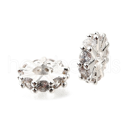 Flat Round Brass Micro Pave Cubic Zirconia Spacer Beads KK-L230-01P-02-1