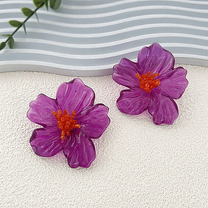 Flower Transparent Acrylic Stud Earrings FS-WGF3DA5-06-1