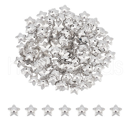 Unicraftale 5-Petal Flower Smooth Surface 304 Stainless Steel Bead Caps STAS-UN0042-48-1