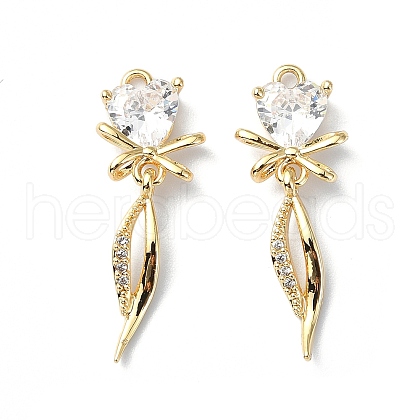 Brass Micro Pave Cubic Zirconia Pendants FIND-Z029-02G-1