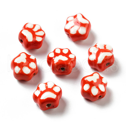Handmade Printed Porcelain Beads PORC-F005-02C-1