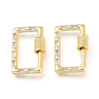 Brass Micro Pave Cubic Zirconia Screw Carabiner Lock Charms KK-M206-12G-01-1
