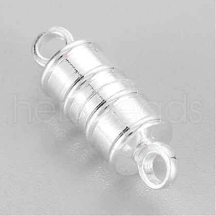 Silver Color Plated Brass Magnetic Clasps with Loops X-KK-MC026-S-1