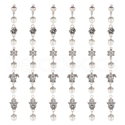 ARRICRAFT 6 Sets Acrylic Imitated Pearl Pendants FIND-AR0003-37-1