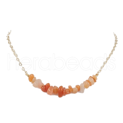 Natural Red Aventurine Chip Bib Necklaces NJEW-JN04950-06-1