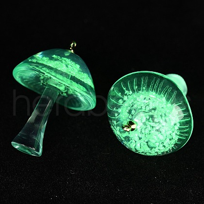 Luminous Epoxy Resin Mushroom Pendants RESI-C054-01F-1