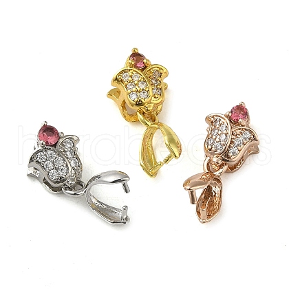 Rack Plating Brass Micro Pave Clear Cubic Zirconia Ice Pick Pinch Bails KK-K340-22-1