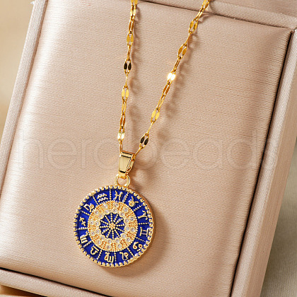 Elegant Brass Blue Enamel Constellation Pendant  Necklaces with Clear Cubic Zircona for Daily Wear and Holiday Gifts IH8873-1-1