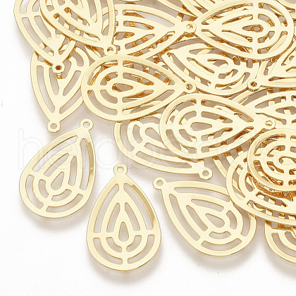 Brass Filigree Pendants X-KK-G378-09G-1