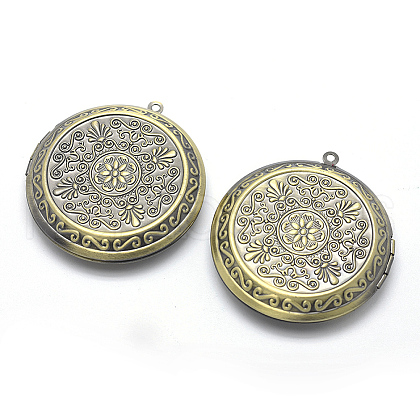 Brass Locket Pendants X-KK-F717-21AB-NR-1