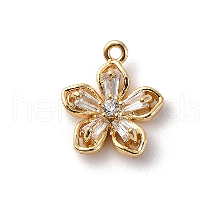 Brass Micro Pave Cubic Zirconia Charms KK-D371-04E-G-1