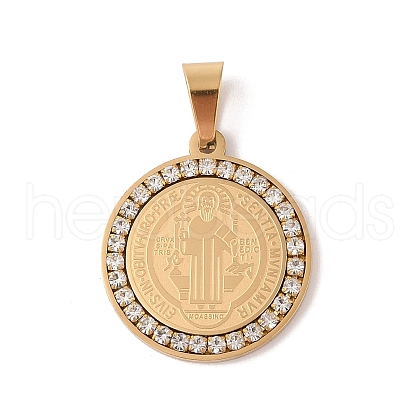 PVD Vacuum Plating 304 Stainless Steel Rhinestone Pendants STAS-M068-13C-G-1