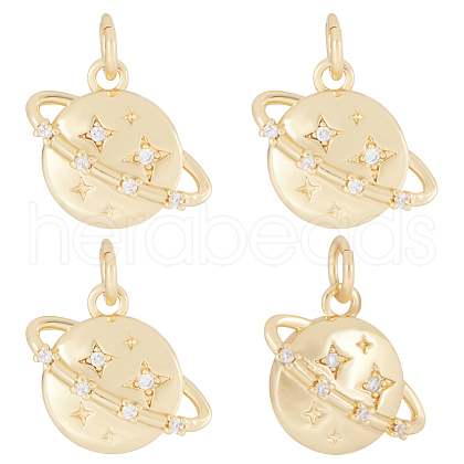 Beebeecraft Brass Micro Pave Clear Cubic Zirconia Universe Space Charms ZIRC-BBC0001-77-1