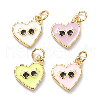 Real 18K Gold Plated Brass Enamel Charms KK-L206-020G-1