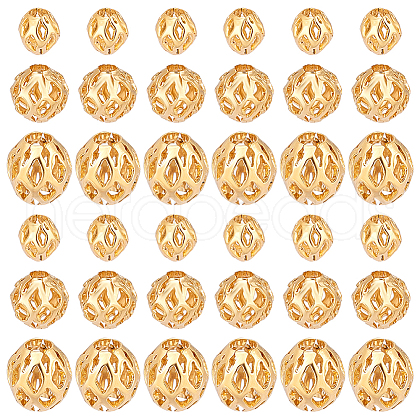   60Pcs 3 Style Long-Lasting Hollowed Plated Brass Beads KK-PH0006-81-1