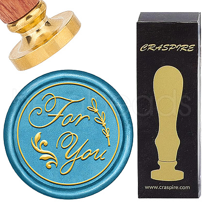 Brass Wax Seal Stamps with Wood Handle AJEW-WH0412-0334-1