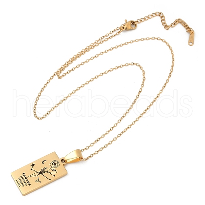 12 Constellation Stainless Steel Tarot Card Engraved Pendant Cable Chain Necklaces PW-WG94DCE-11-1