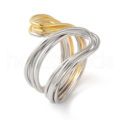 Brass Bypass Open Cuff Rings for Women RJEW-B062-06GP-1